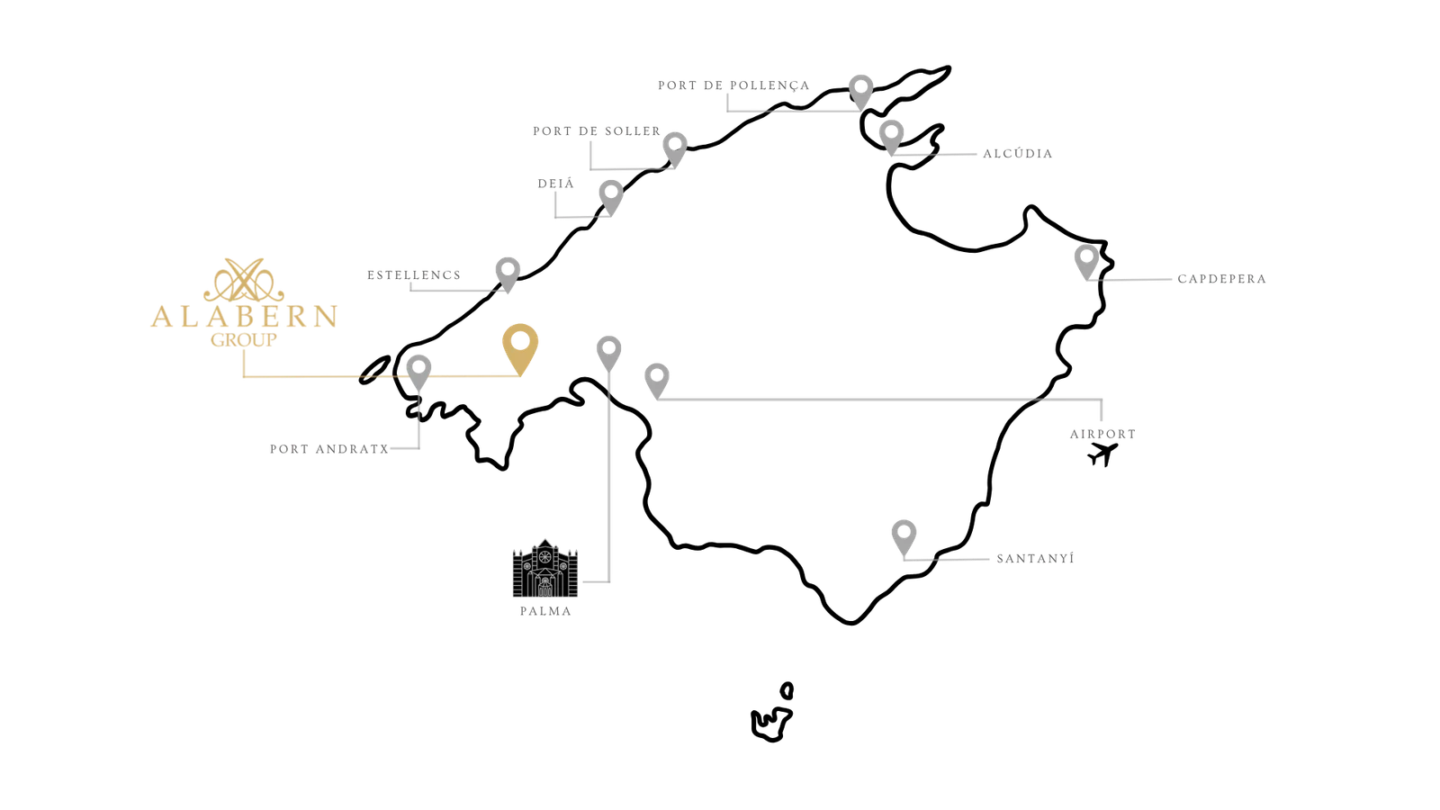 Alabern Group office location map, Calvià, Mallorca